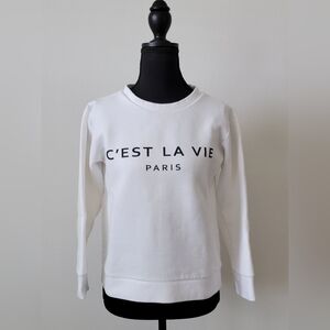C'EST LA VIE PARIS White Graphic Crewneck Sweatshirt
